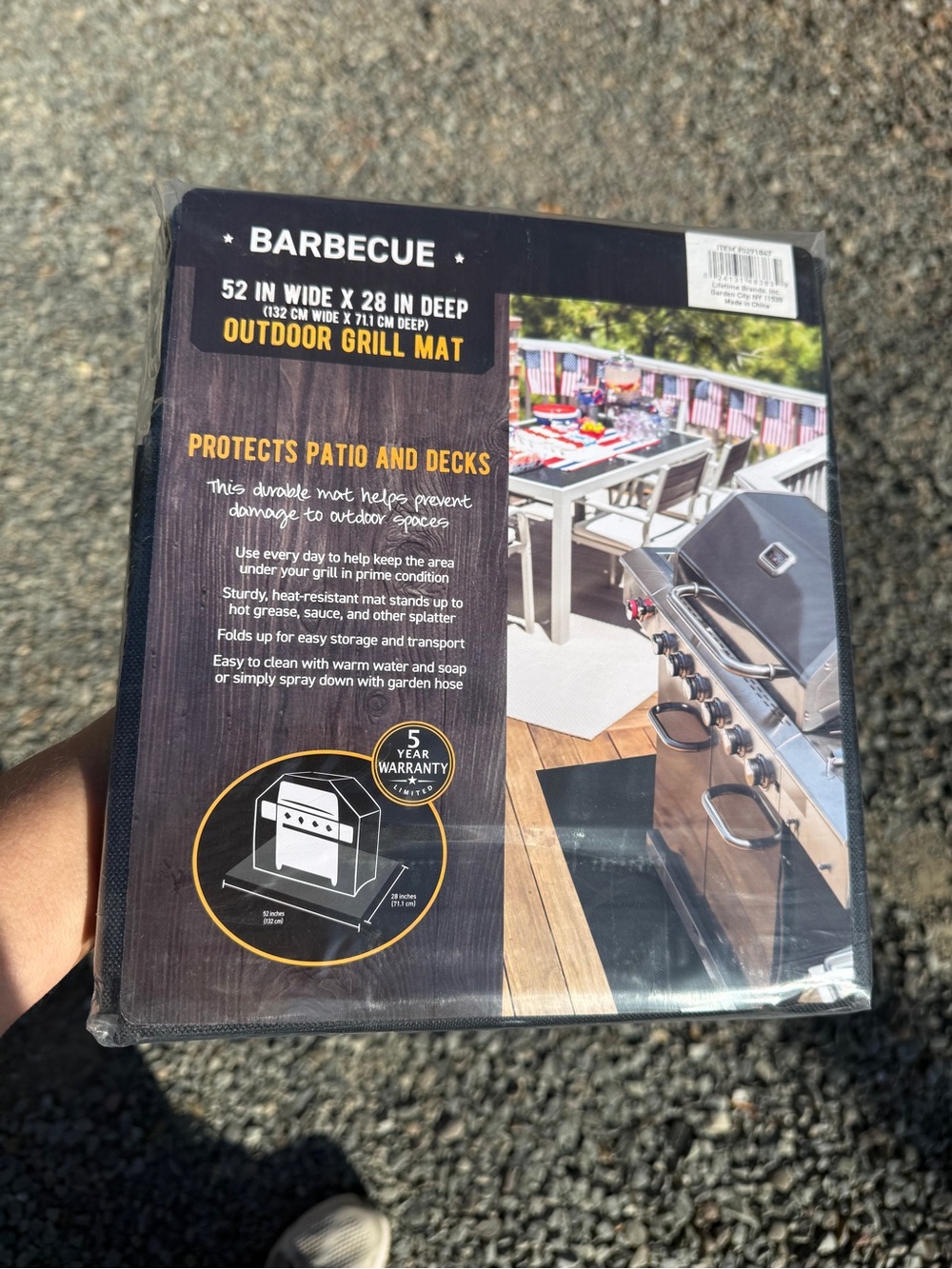 Outdoor Grill Mat - Black - Protects Patio and Decks 52X28